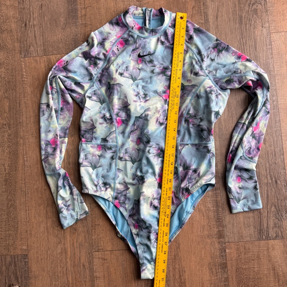 Nike Swim HydraLock Fusion Long Sleeve Rash Guard One Piece Swimsuit Blue XL - Picture 10 of 10